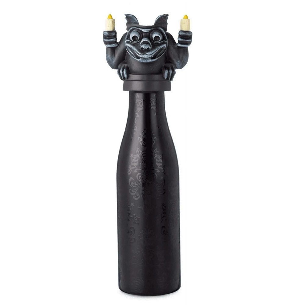 Disney Parks The Haunted Mansion Black Gargoyle Water Bottle with Topper